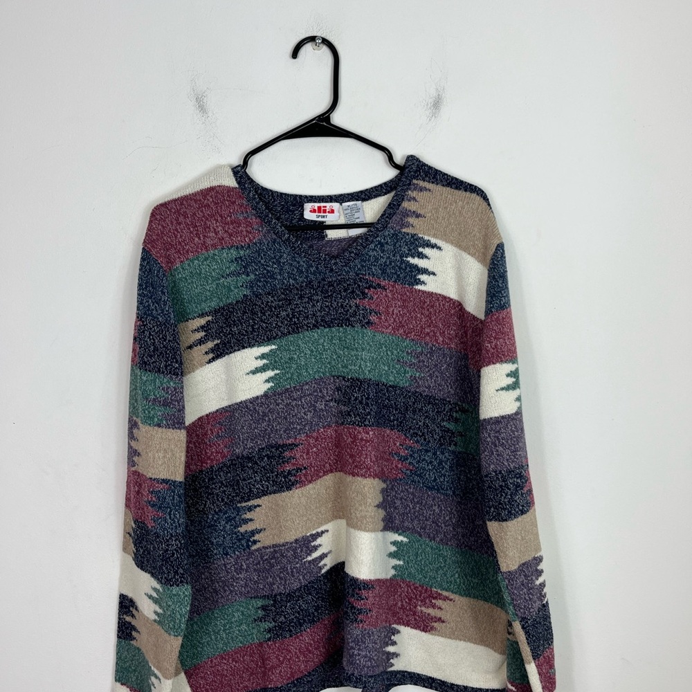 Vintage Multi-Colour Geometric Knit Sweater Sz‎ XL